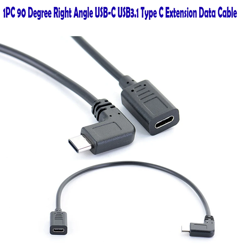 

10pcs/lot 27cm 90 Degree Right Angle USB-C Extender Professional USB3.1 Type C Male To Female Extension Data Cable