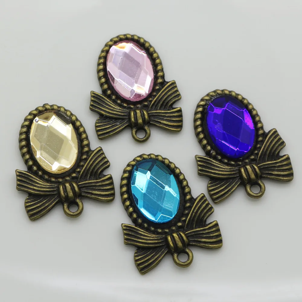 Romant овальные 10 шт. Ретро Цветные Кристальные пуговицы сердце Подвеска Серьги