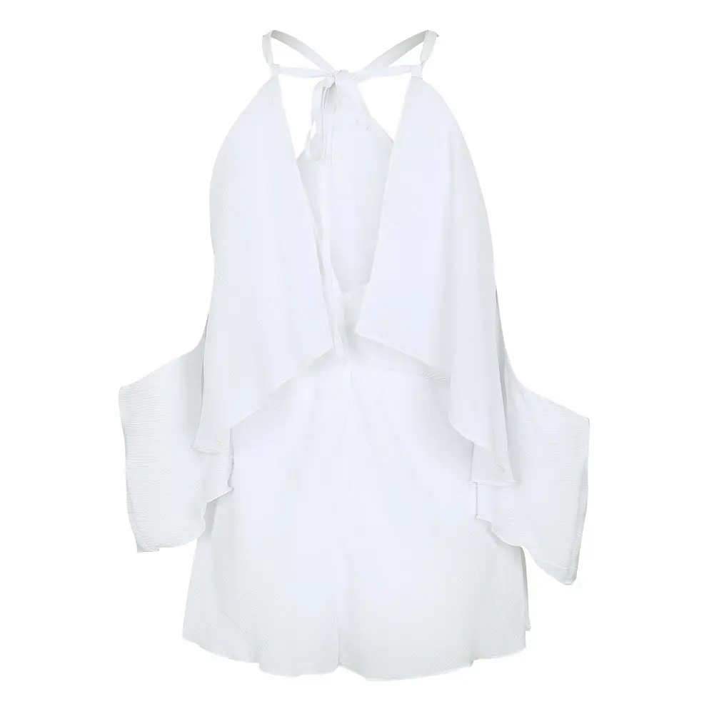 Женская блузка с открытыми плечами и лямкой через шею модная повседневная