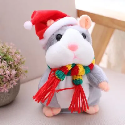 Christmas gray 15 см Прекрасный Электрический говорящий хомяк, говорящий, говорящий, звукозапись, повтор, плюшевое животное, каваи, хомяк, игрушки для Рождества - Цвет: Christmas gray
