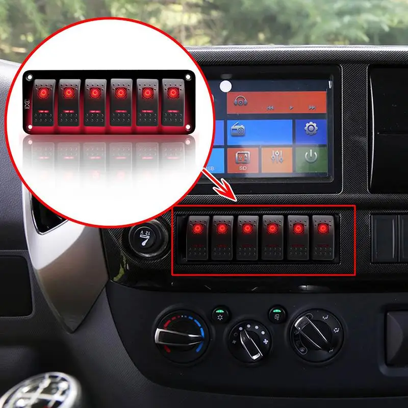 6 банд светодиодный светильник морской лодки RV кулисный переключатель панель