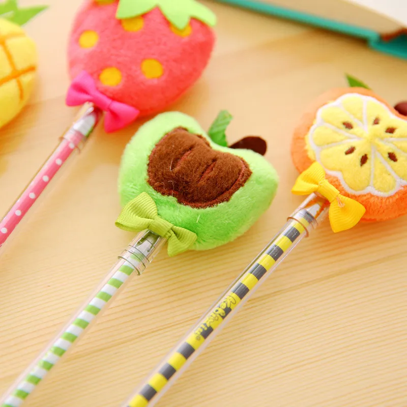 Корейский креативный фруктовый пирог пушистая гелевая ручка плюшевая Радужная
