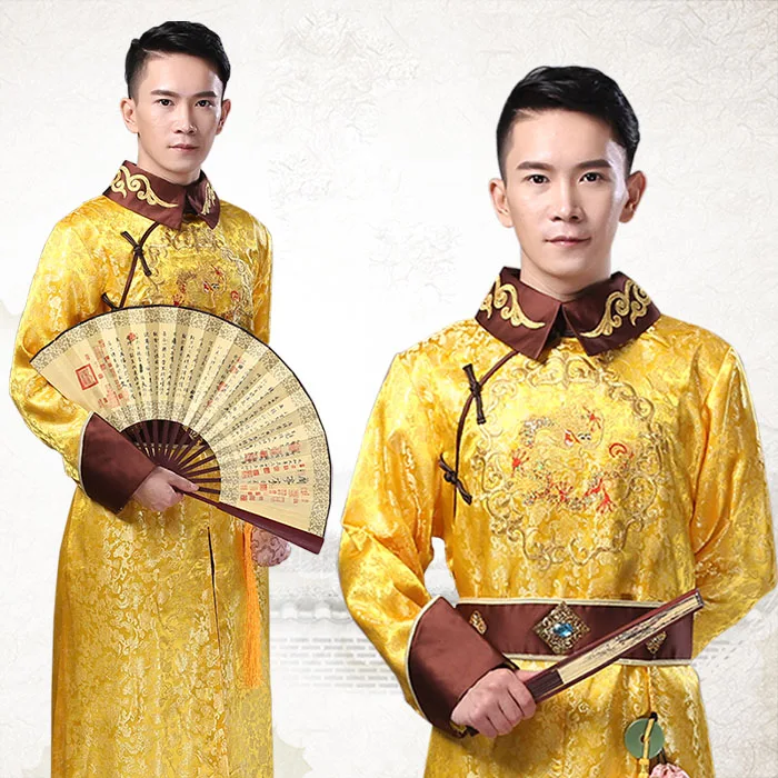 Halloween Christmas Cosplay Costume China Ancient Qing Dynasty Emperor Manchu Traditional Clothes Long Gown Robe TV Film drama