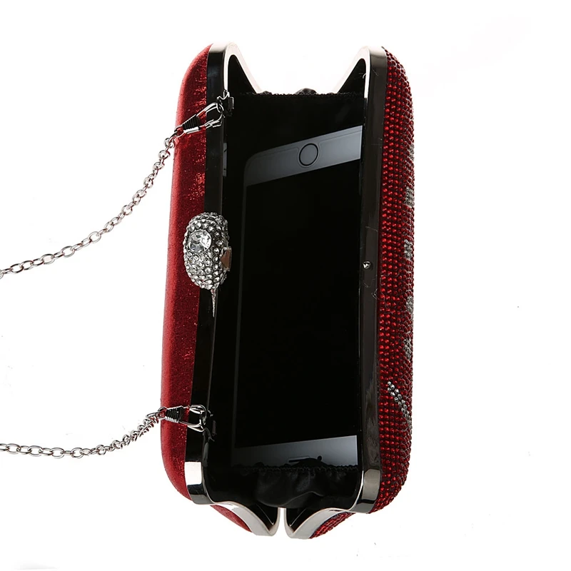 Хит продаж 2016 красная вечерняя сумка Женская Банкетная Сумочка с цирконом клатч