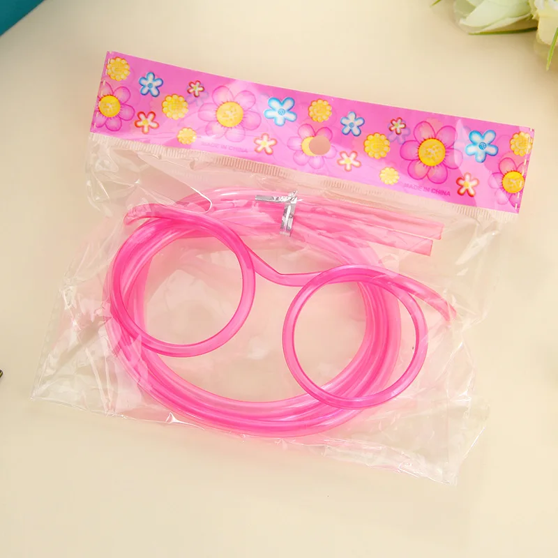 Милые Креативные забавные мягкие пластиковые очки с изгибом для детей соломинки на присоске Детские