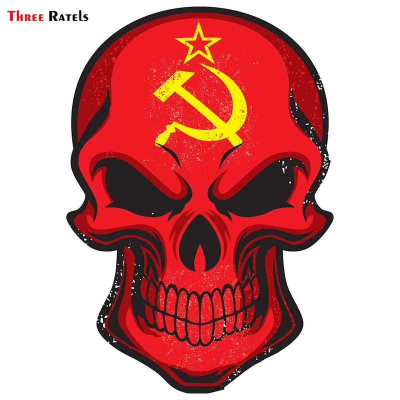 Three Ratels TRL184 #11x15см Череп СССР арт полноцветные наклейки на авто автотовары машину
