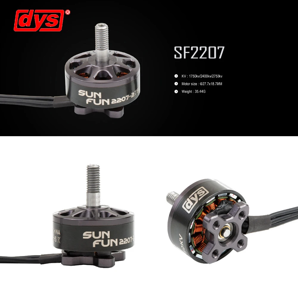 DYS SUN FUN 2207 1750KV 2400KV 2750KV CW резьба FPV гоночный бесщеточный двигатель для