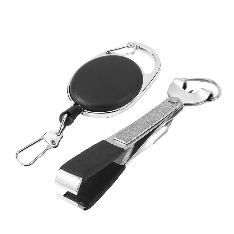 With Keychain Нержавеющая сталь рыболовное быстрое завязывание узлов инструмент Профессиональный быстрый галстук ноготь линия резак клипер кусачки Крюк Точилка мухобойка снасти - Цвет: With Keychain