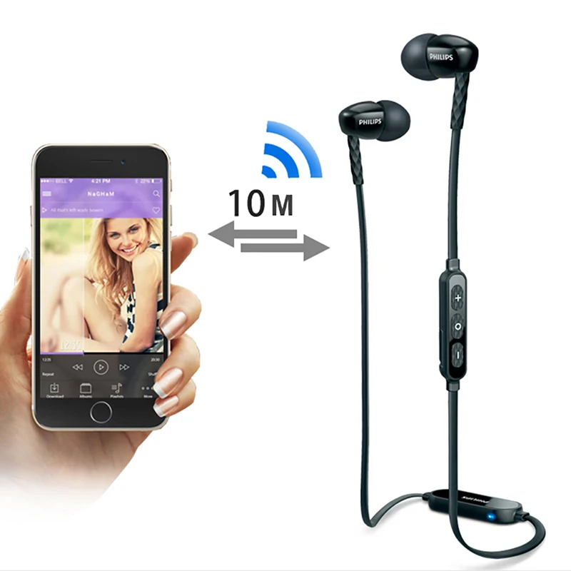 100% Оригинальные спортивные наушники Philips Bluetooth SHB5850 с функцией NFC литиевая батарея