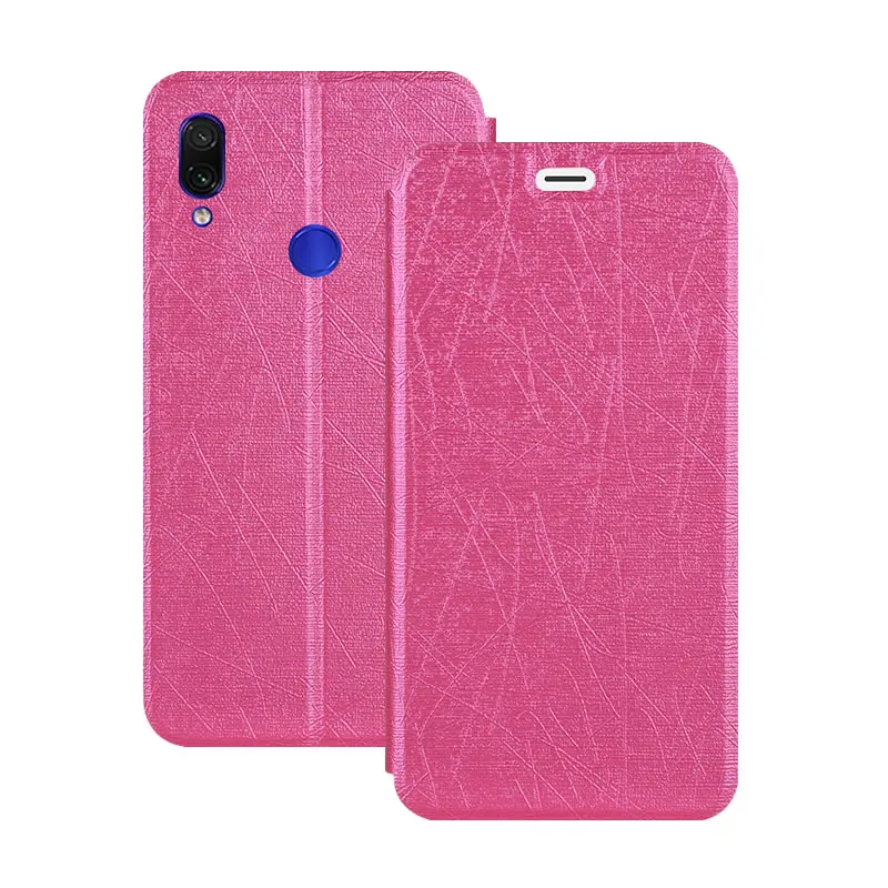 Розово-красный Чехол-книжка для Xiaomi Redmi Note 7 pro, чехол для Redmi 7, 7A, 8A, чехол с откидной крышкой, чехол-подставка из искусственной кожи для Xiaomi Redmi Note 8 pro, чехол - Цвет: Розово-красный