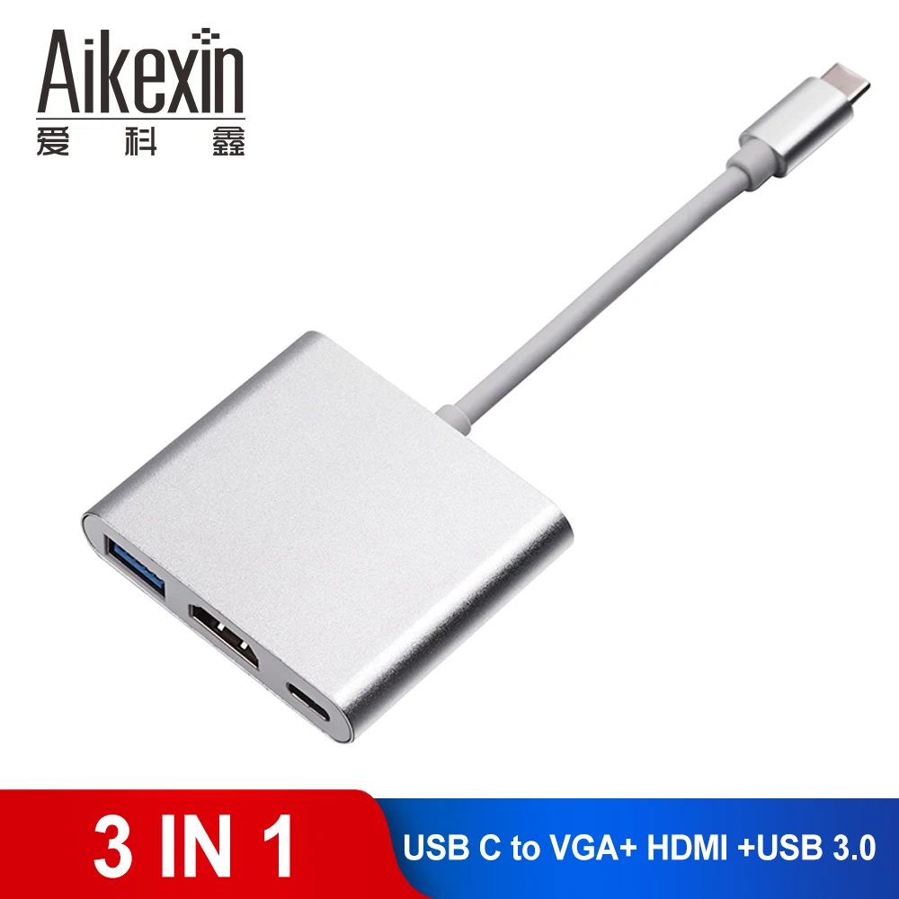 Aikexin USB3.1 Type C к HDMI адаптеру 4K + USB 3 0 порт для зарядки 1 многопортовый концентратор