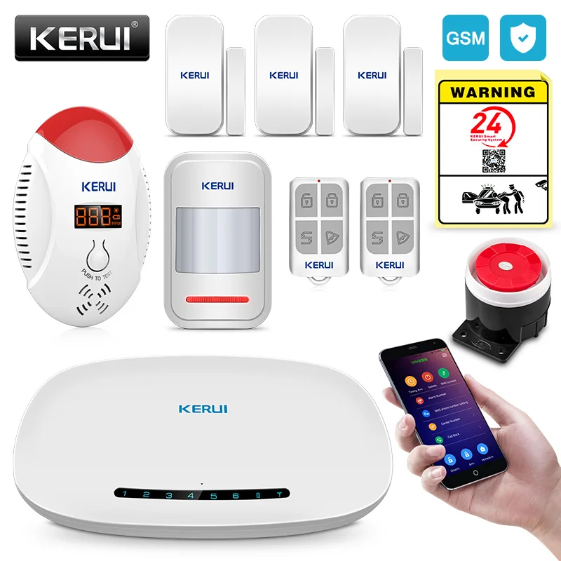 CO Alarm KERUI GSM сигнализация Система безопасности автоматический набор приложение беспроводная домашняя охранная сигнализация пожарная защита датчик движения Охранная сигнализация DIY комплект - Цвет: CO Alarm