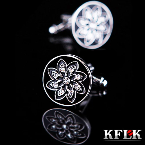 

KFLK 2020 роскошные запонки для рубашки для мужчин брендовые запонки черные свадебные запонки высококачественные запонки с кристаллами ювелир...