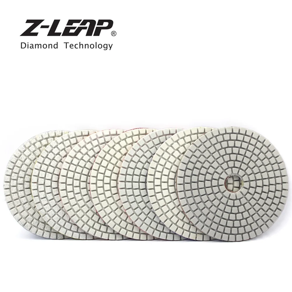 Z-LEAP " 7 шт. алмазная полировальная площадка 100 мм бетон гранит Мраморный шлифовальный диск для влажного использования белые абразивные инструменты для углового шлифовального станка