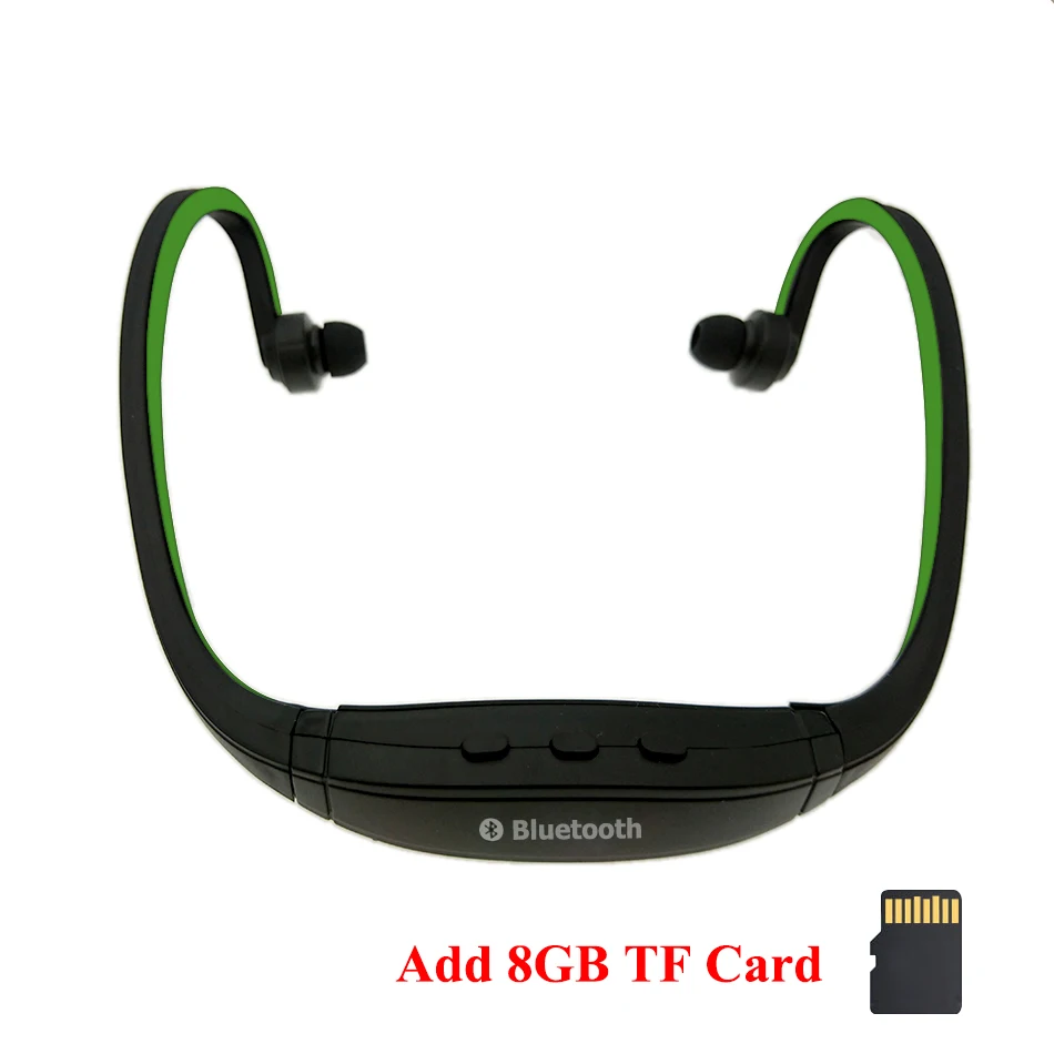 HOMEBARL BS19C Bluetooth 4,0 Спортивные Беспроводные шейные наушники гарнитура+ 8 Гб 16 Гб Micro SD карта/FM радио/микрофон PK ZK-S9 - Цвет: Green Add 8G TF Card