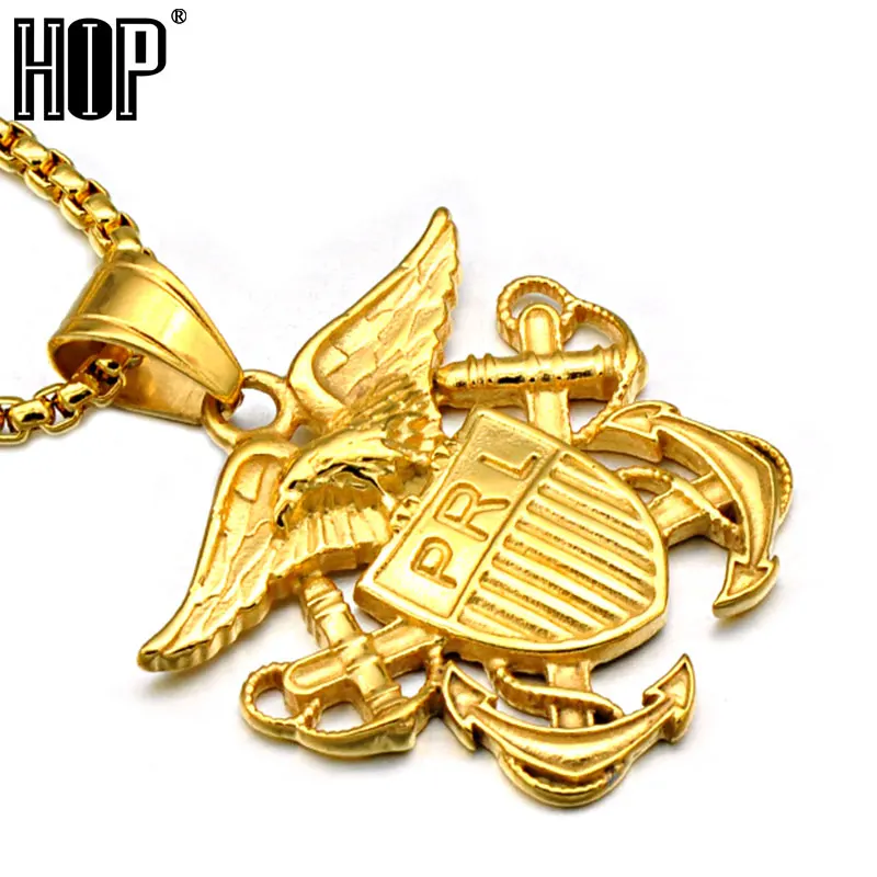 HIP Hop Eagle Pattern Necklace Gold Color 316L Stainless Steel Necklaces &amp Pendants for Men Jewelry | Украшения и аксессуары