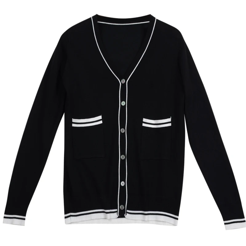 BYGOUBY 2019 Women Sweater Long Sleeve Cardigans With Pocket Loose Big Yards Joker Casual Sweaters Coat Striped Stitching Top |