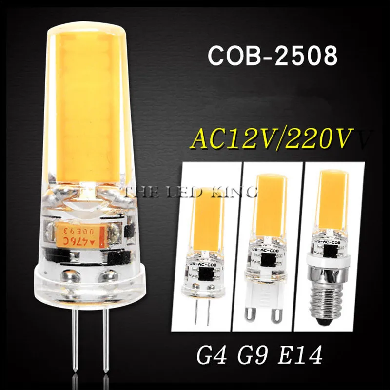Светодиодный G4 G9 E14 лампы AC/DC затемнения 12V 220V 3 Вт 6 9 12 COB SMD светодиодный свет