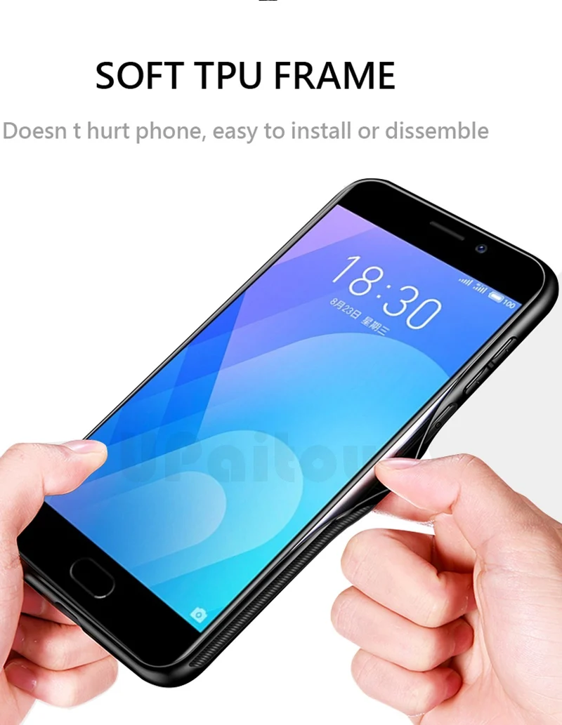 UPaitou, Роскошный чехол из закаленного стекла для Meizu 16th Plus, ТПУ бампер, противоударный чехол для MEIZU 16th, задняя крышка