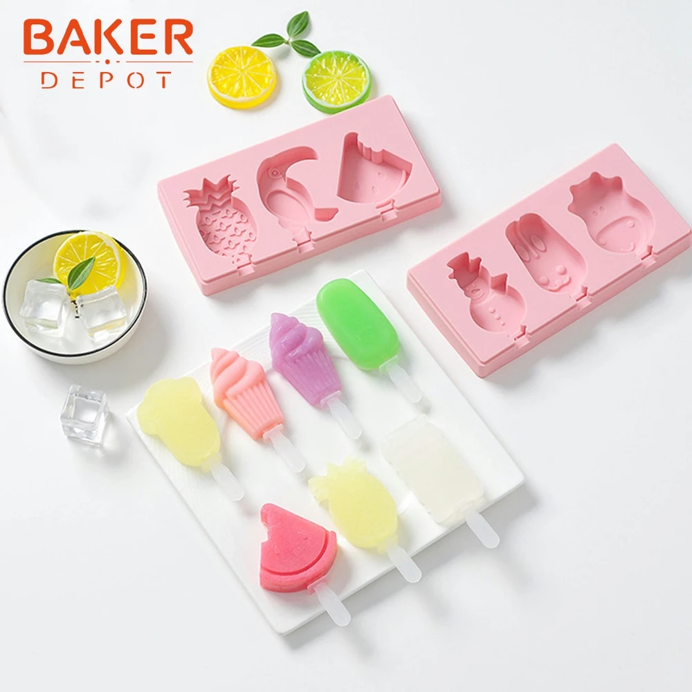 BAKER DEPOT силиконовые формы для мороженого замороженный кубик льда лоток DIY шоколадные конфеты формы ледяное мороженое на палочке производитель