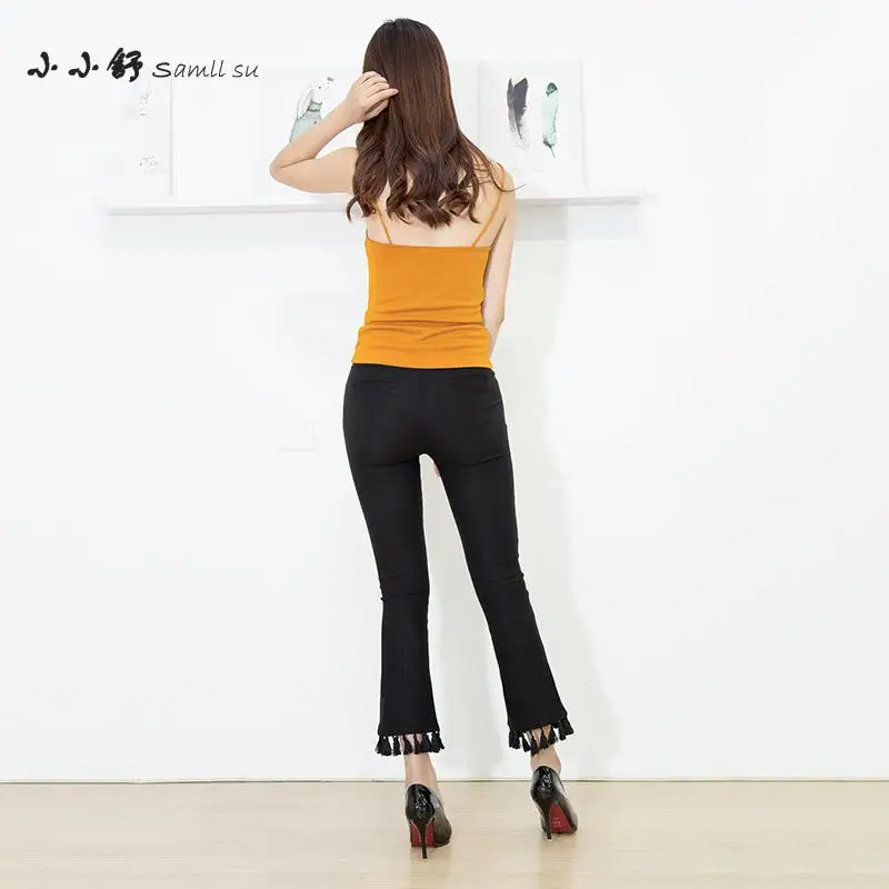 Женские Летние черные брюки с кисточками юбка до щиколотки| |