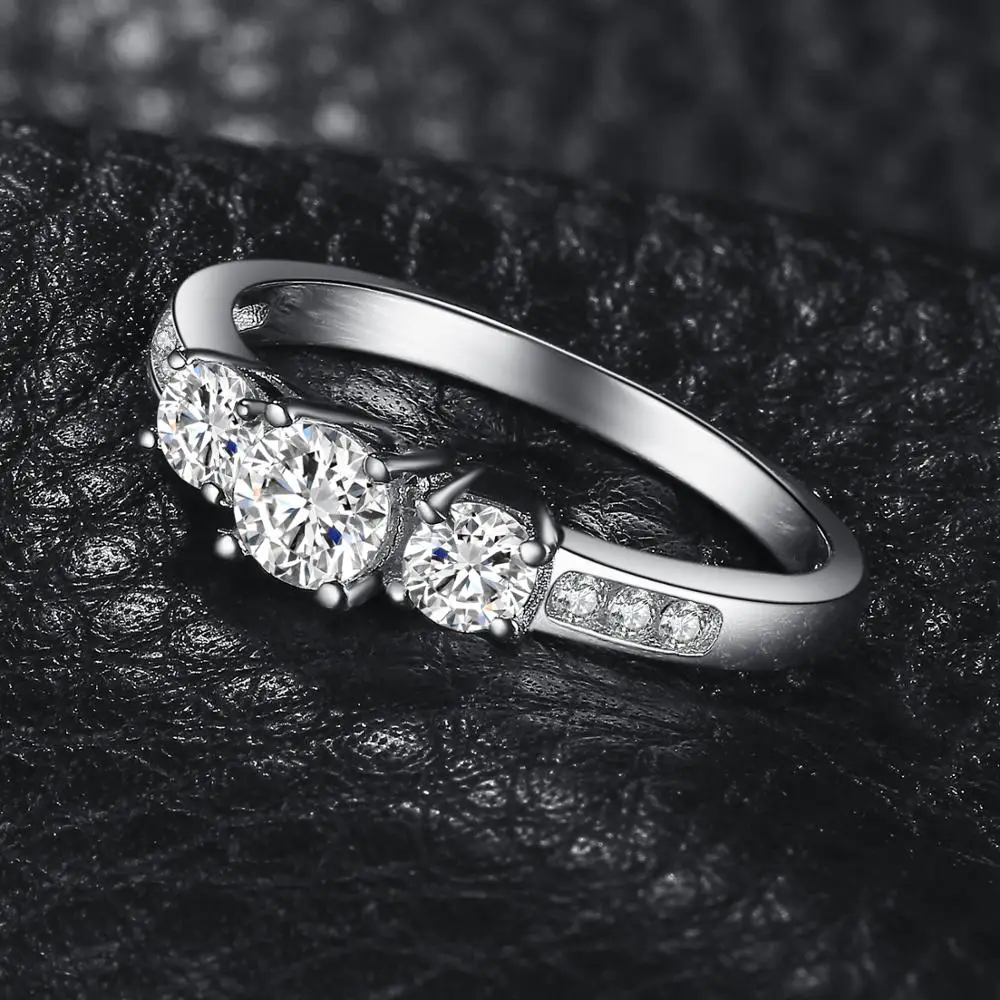 JewelryPalace 3 камня 1.3ct кубического циркония обещание Свадьба Обручение кольцо стерлингового серебра 925