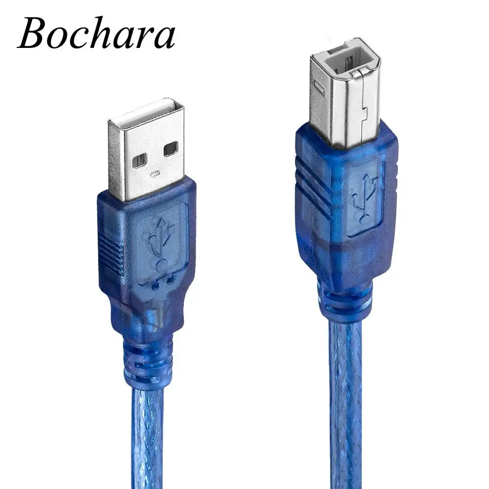 Bochara USB 2,0 кабель для принтера тип A папа-Тип B папа двойное экранирование(фольга+ Плетеный) Высокая скорость 30 см 50 см 100 см