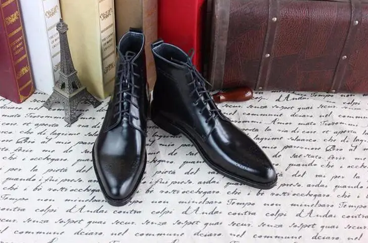 Черные мужские ботинки Goodyear 2018 итальянские мотоциклетные ручной работы Boss