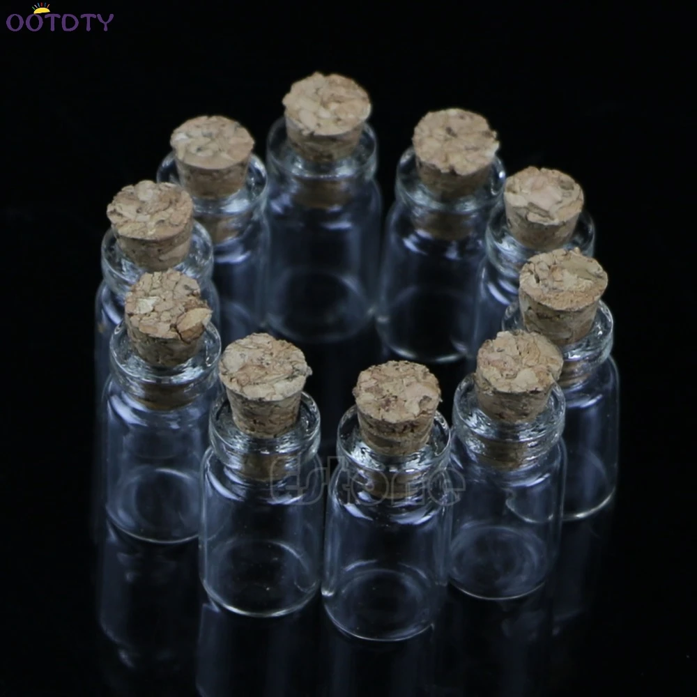 10pcs/lot 0.5ml 18x10mm Mini Glass Bottle Vial with Cork Stopper Storage Pendant | Дом и сад