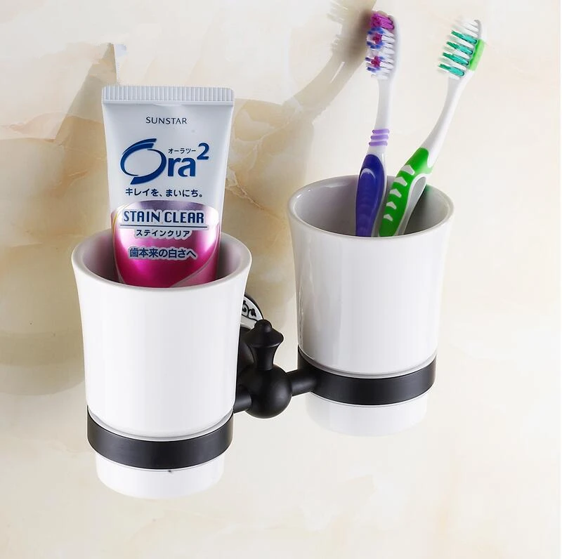 Аксессуары для ванной комнаты модная латунная черная отделка зубная щетка