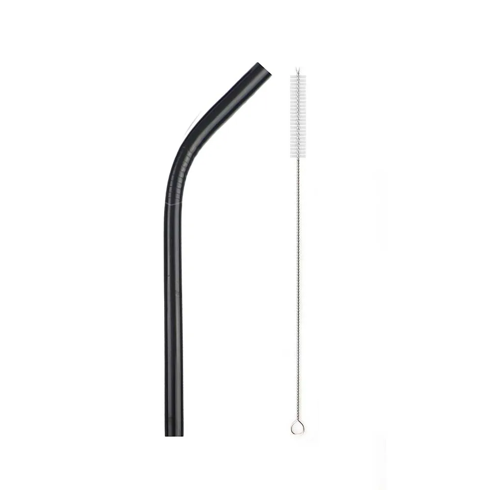 Bent Black 12 мм экстра-широкие Пузырьковые трубочки для чая, розовые, зеленые, радужные многоразовые трубочки 304 из нержавеющей стали Milkshake питьевой соломы дропшиппинг - Цвет: Bent Black
