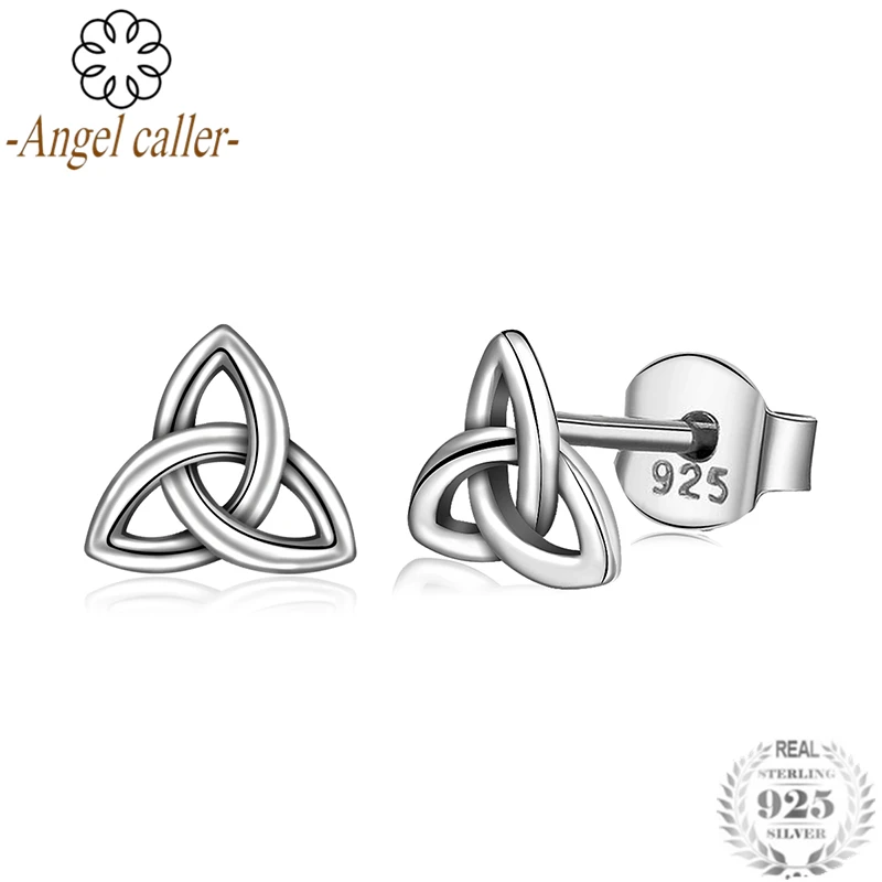 Женские серьги гвоздики с узлом Angel Caller из настоящего серебра 925 пробы
