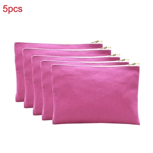 LGC254 5PCS Oivefeet, объемом 16 унций однотонная из хлопка, парусины косметичка для путешествий для макияжа золотая молния сумка, 8 видов цветов - Цвет: LGC254 5PCS