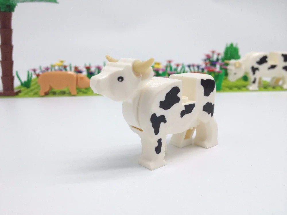 10 шт./лот детали конструктора сделай сам с изображением животных коровы