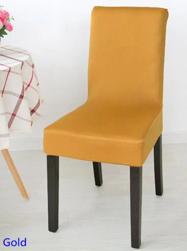 

Gold Colour Spandex Lycra Chair Cover Fit For Square Back Home Chairs Wedding Party Home Dinner Decoration Half Cover