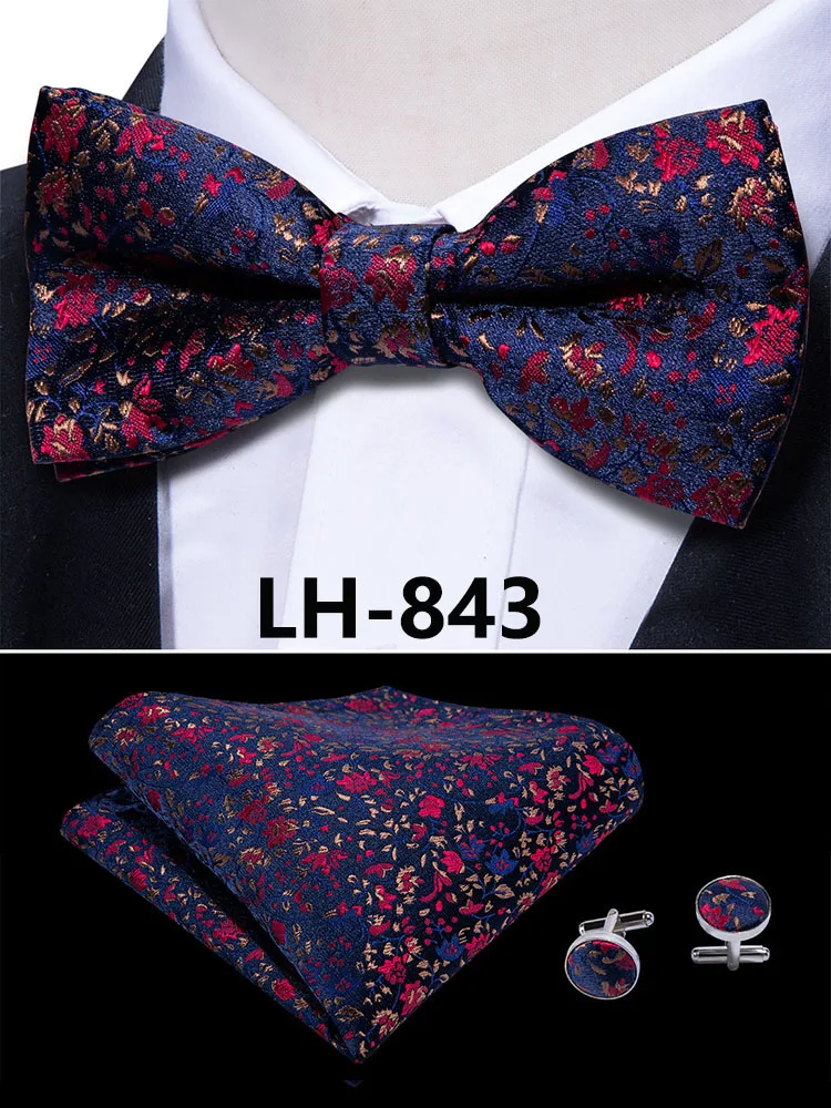 LF-803 Barry.Wang, модные мужские галстуки-бабочки из шелка, белые галстуки-бабочки Пейсли для мужчин, Свадебные вечерние галстуки для жениха, подарок для мужчин - Цвет: LH-843