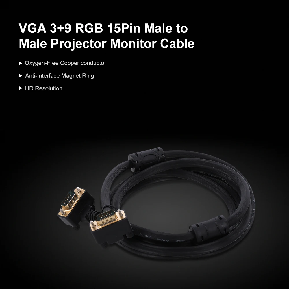 2 м VGA 3 + 9 RGB 15Pin папа Проектор Монитор Кабель 90 градусов вниз угловой для ТВ коробки