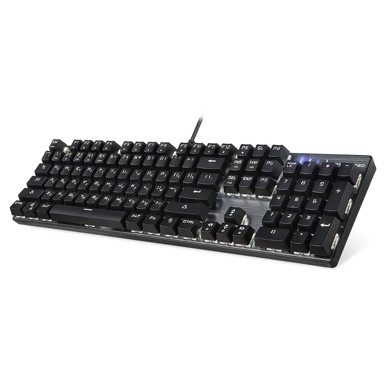 Оригинальная игровая механическая клавиатура Motospeed CK104, проводная, металлическая, красный переключатель, синий, русский, английский, светодиодный, с подсветкой, RGB, геймерский компьютер