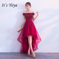 its yiiya new wine red boat neck cocktail dress embroidery tea length formal dress party gown h063