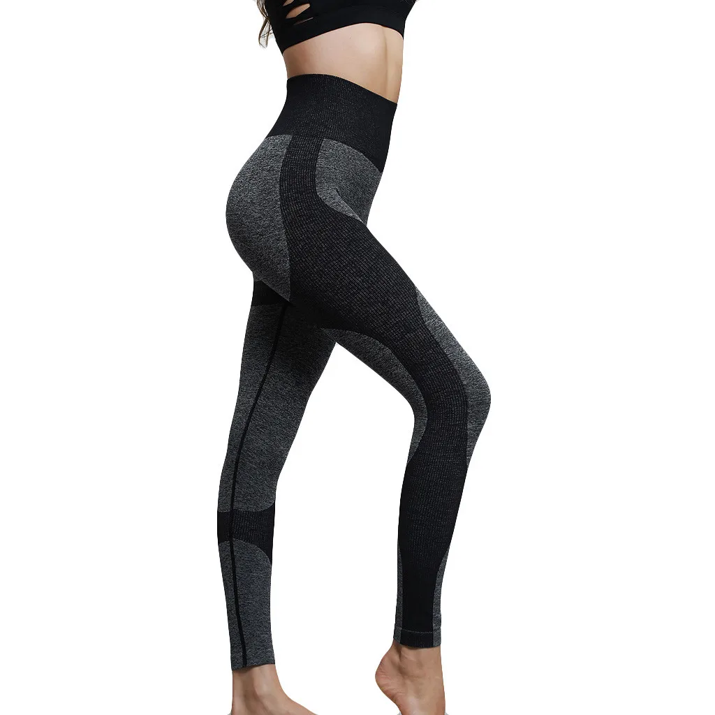 Solid Splice High-waist Yoga Pants Seamless Push Up Leggins Sport Women Fitness Running Yoga Pants Leggings Gym Sport Pant#py