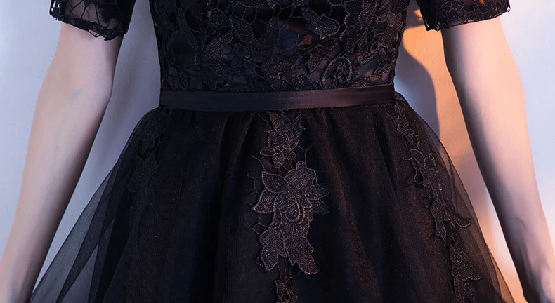 Черный невесты свадебные Cheongsam Мода спереди короткие сзади длина вечерние восточные платья китайское традиционное платье Qipao