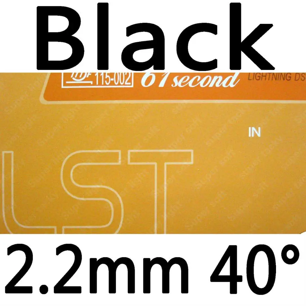 black 2.2mm H40 61second молния DS LST супер липкий Прыщи В Резина с губкой на ракетки для настольного тенниса - Цвет: black 2.2mm H40