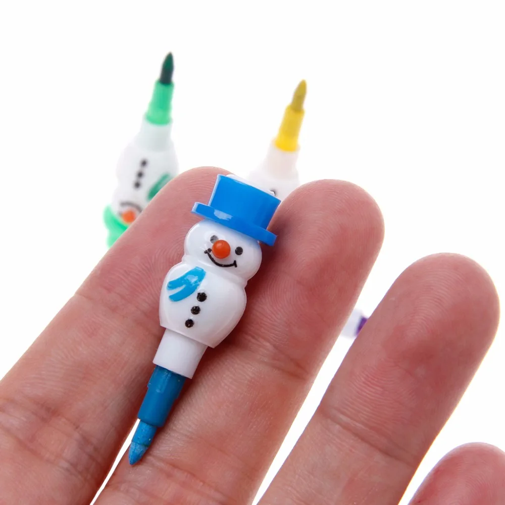 

4Pcs 5 Colors Stacker Swap Cute Snowman crayon For School Children painting Toys