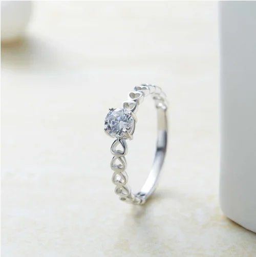 Heart Design Square Crystal Rings For Women Girl Cubic Zircon Fashion Jewelry Finger Circlet With Stones Valentine's Day Gift |