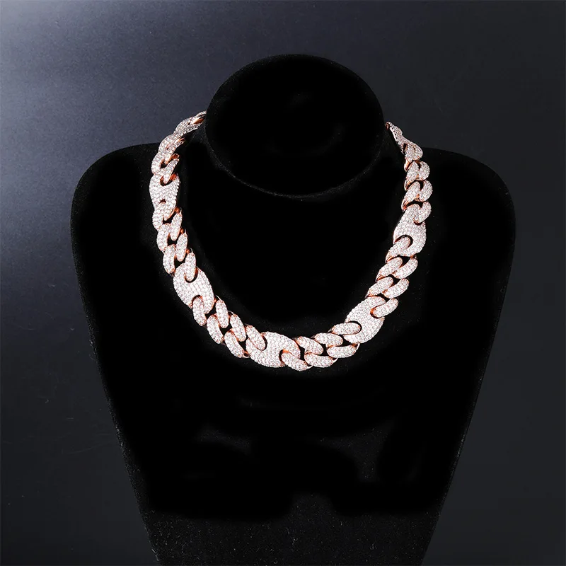 TOPGRILLZ 20mm New Lock Clasp Miami Cuban Chain with Bracelet &amp Necklace Set AAA Bling Cubic Zirconia CZ Hip hop Rock Jewelry | Украшения