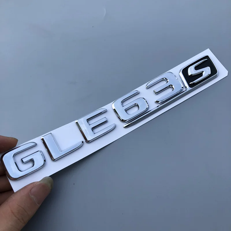 chrome GLE63S Длинные буквы R S Эмблема для Mercedes Benz AMG GTR C63S E63S GLC63S GLE63S Эмблема для стайлинга автомобилей Наклейка на багажник черный красный серебристый - Цвет: chrome GLE63S