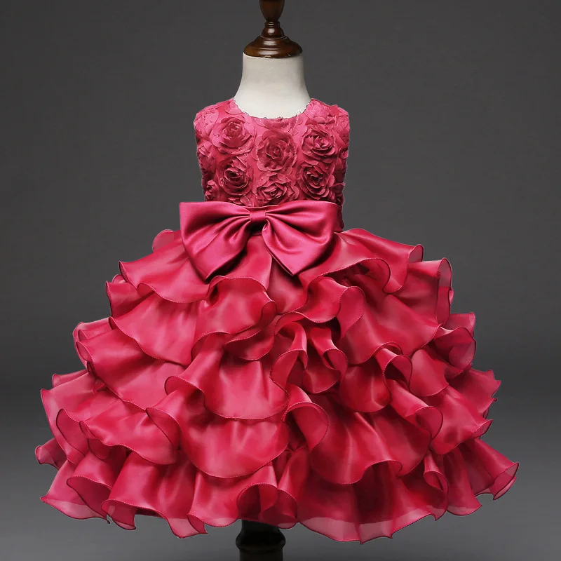 hot pink Торжественное кружевное платье принцессы для маленьких девочек, белое, синее, фиолетовое платье для крещения, для девочек 3, 6, 9, 12, 18, 24 месяцев, 3-6 лет - Цвет: hot pink