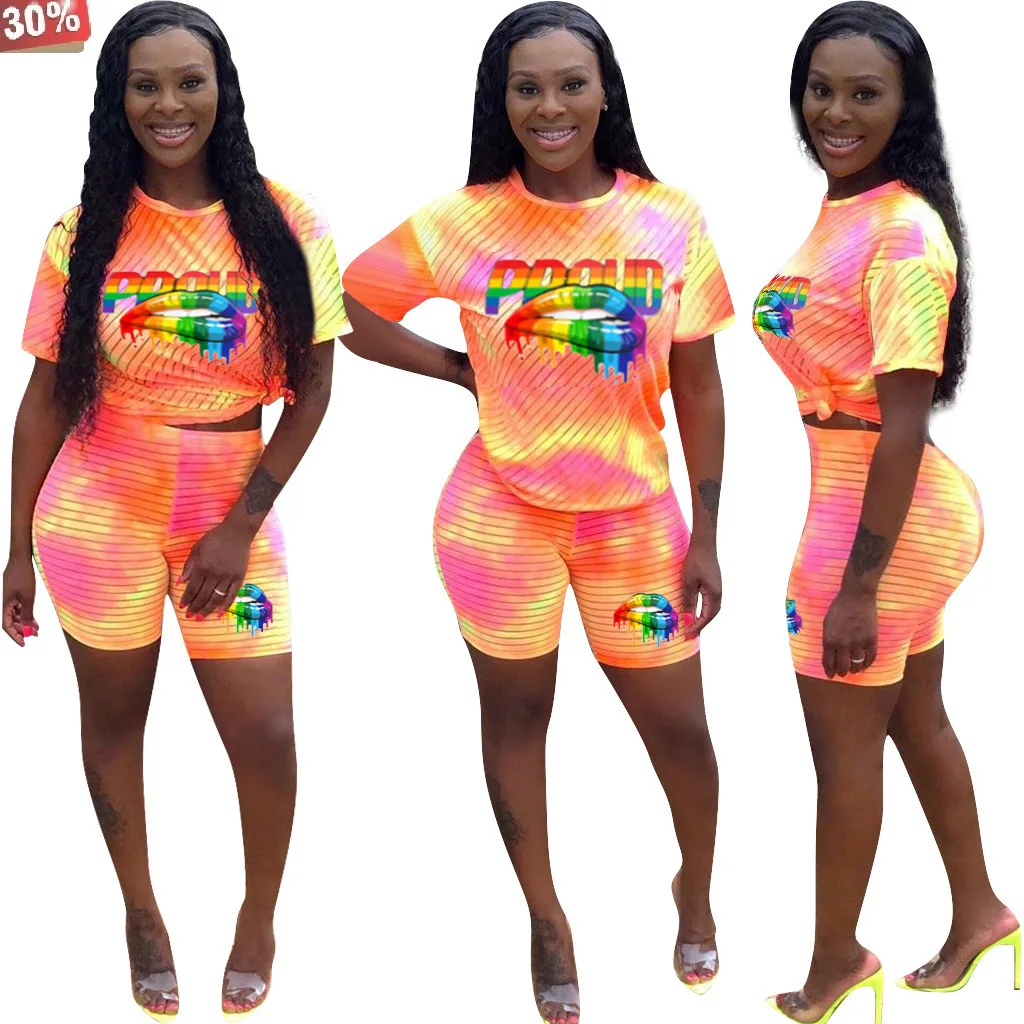 Новые женские байкерские шорты набор офисных женских костюмов Tye Dye из двух