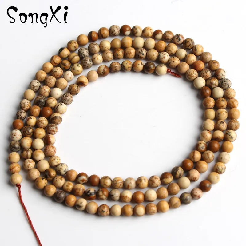 Picture Jasper 2/3 мм бирюзой Агаты гранат яшмы вокруг Свободные Spacer Бусины Натуральный камень бусины для самостоятельного изготовления ювелирных изделий браслет Цепочки и ожерелья - Цвет: Picture Jasper