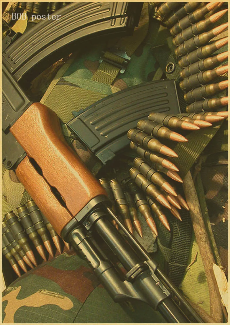 Ретро плакат пистолет AK47 плакат карта военный плакат крафт-бумага ВИНТАЖНЫЙ ПЛАКАТ Мужская комната декоративный бар украшение - Цвет: H85